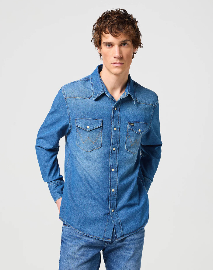 Pánská džínová košile d.r. WRANGLER modrá