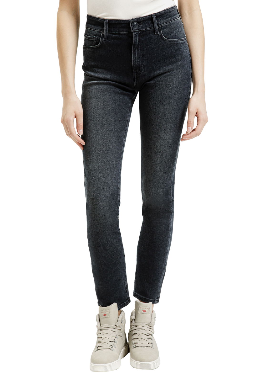 Dámské  džíny CROSS JEANS Anya High tmavě modré-seprané - 29/30