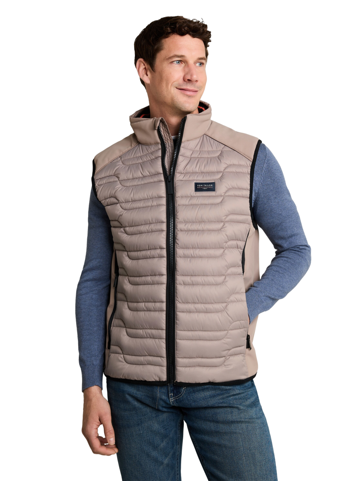 Pánská vesta TOM TAILOR béžová - 3XL