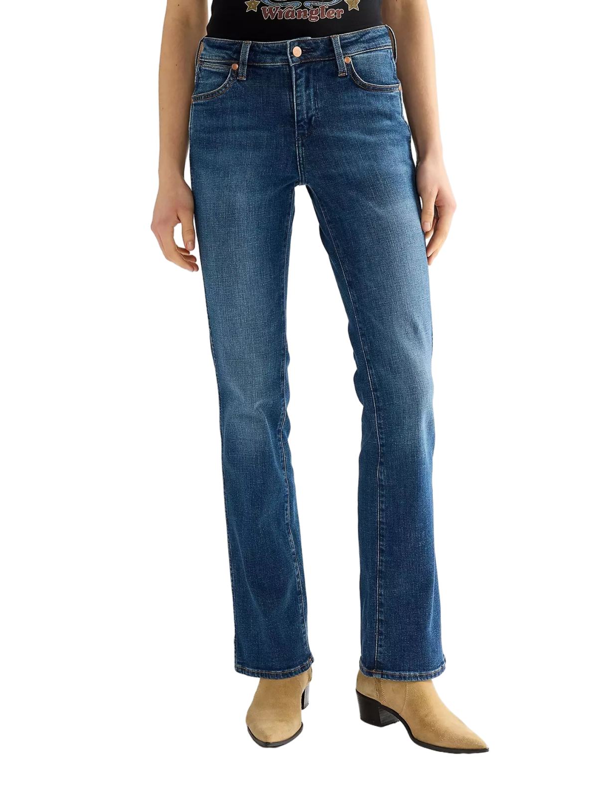 Dámské džíny WRANGLER Bootcut tmavě modré-seprané- 25/32