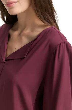 Dámská halenka TOM TAILOR s 3/4 rukávem vínová - 40