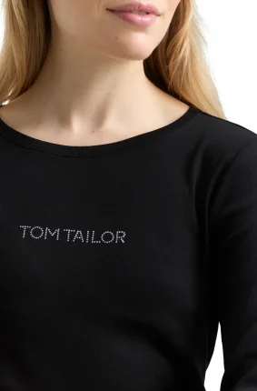 Dámské tričko TOM TAILOR s 3/4 rukávem černé - L