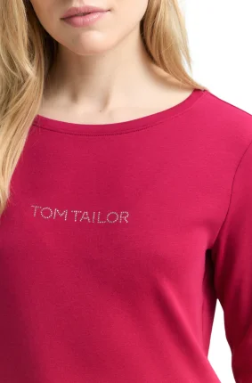 Dámské tričko TOM TAILOR s 3/4 rukávem růžové - S