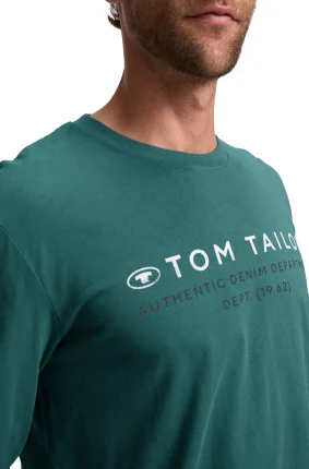 Pánské tričko TOM TAILOR dlouhý rukáv zelené - L
