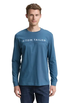 Pánské tričko TOM TAILOR dlouhý rukáv modré - M