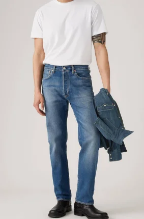 Pánské džíny LEVI'S 501 klasicky modré-seprané