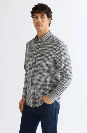 Pánská košile WRANGLER dlouhý rukáv modro-bílá