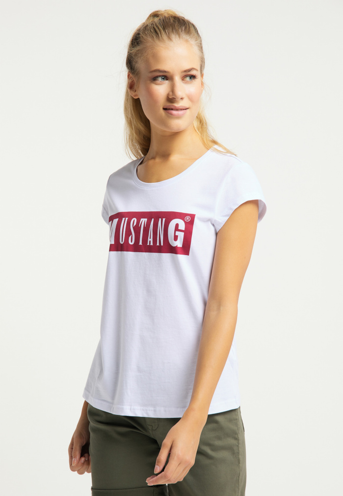 Dámské tričko  MUSTANG Logo-Tee-White bílé