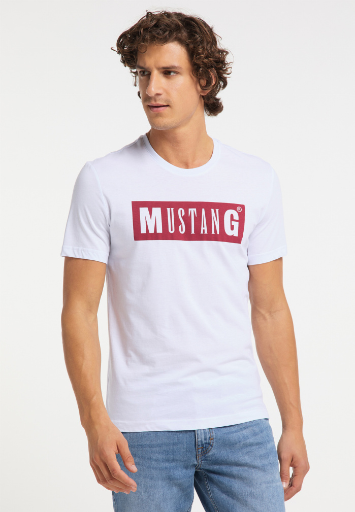 Pánské tričko  MUSTANG Logo-Tee-White-1 bílé