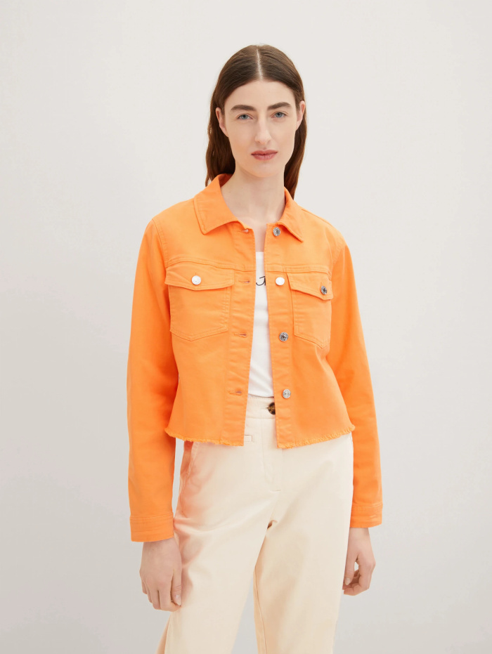 Dámská džínová bunda  Tom Tailor  oranžová