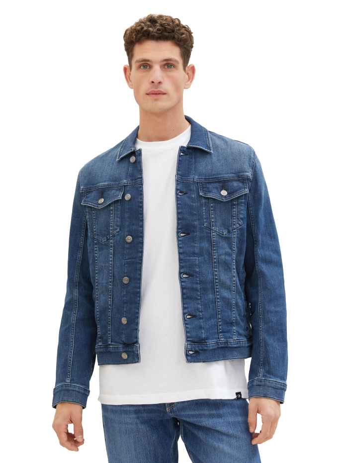 Pánská džínová bunda TOM TAILOR  klasicky modrá- sepraná