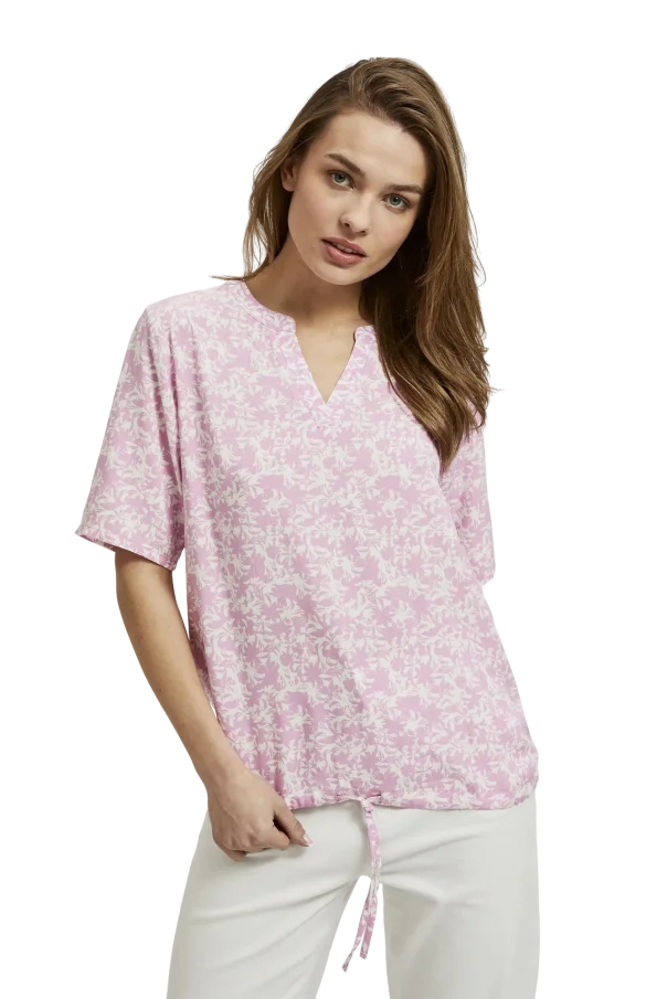 Dámská halenka k.r. MOODO růžovo-bílá-40