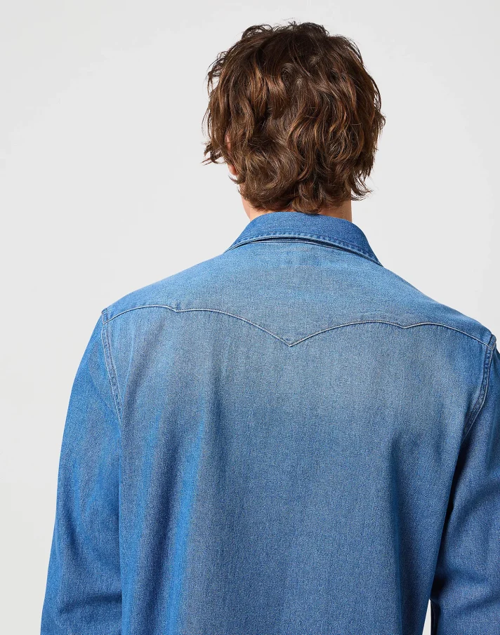 Pánská džínová košile WRANGLER dlouhý rukáv modrá