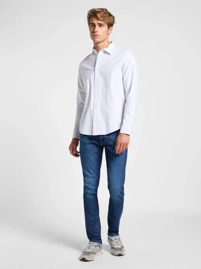 Pánská košile  LEE Patch dlouhý rukáv Shirt bílá
