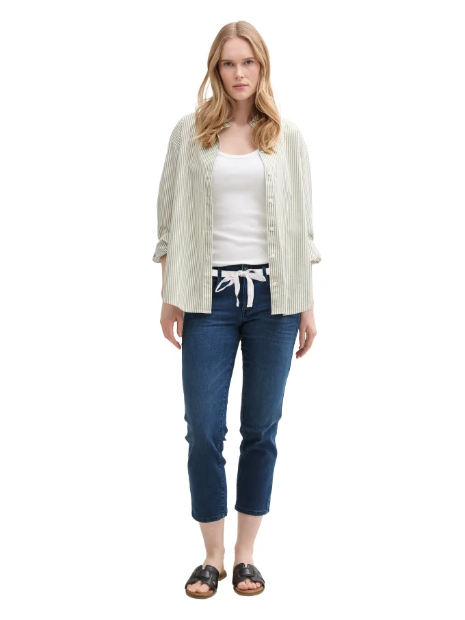 Dámské džíny TOM TAILOR Alexa Cropped slim fit tmavě modré-seprané - 26/26