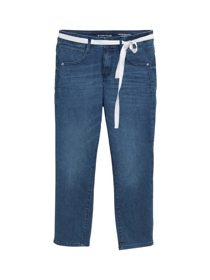 Dámské džíny TOM TAILOR Alexa Cropped slim fit tmavě modré-seprané - 26/26