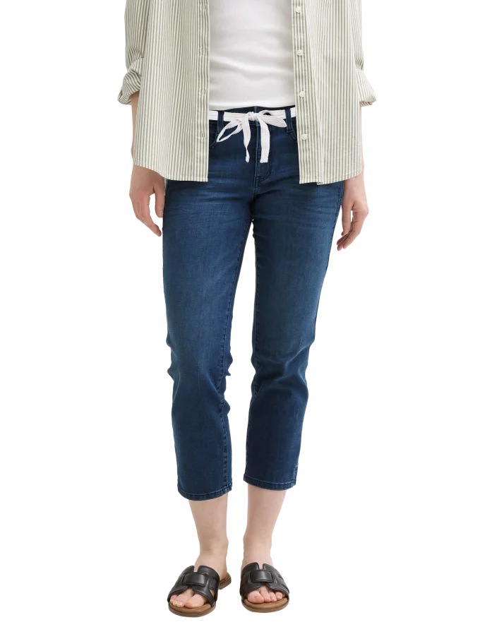 Dámské džíny TOM TAILOR Alexa Cropped slim fit tmavě modré-seprané - 26/26
