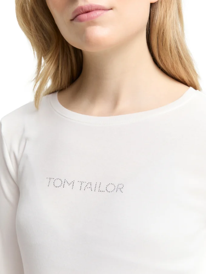 Dámské tričko TOM TAILOR s 3/4 rukávem bílé - S