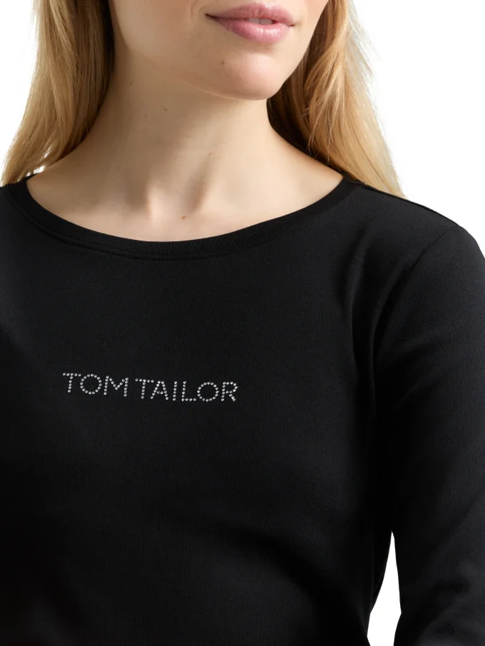 Dámské tričko TOM TAILOR s 3/4 rukávem černé - L