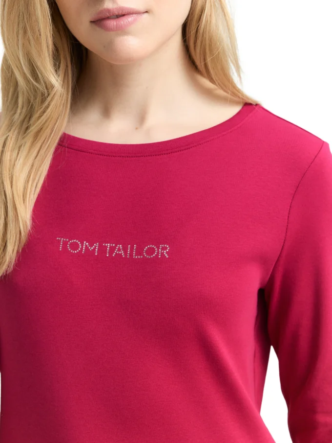 Dámské tričko TOM TAILOR s 3/4 rukávem růžové - S