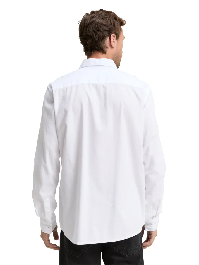 Pánská košile TOM TAILOR dlouhý rukáv bílá - 3XL