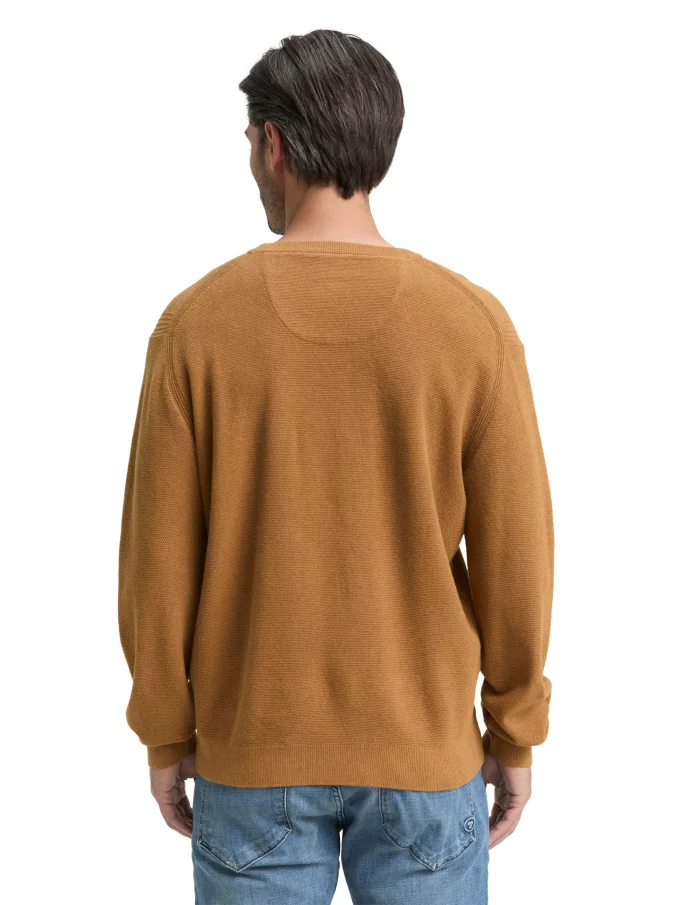 Pánský svetr TOM TAILOR hnědý - XXL
