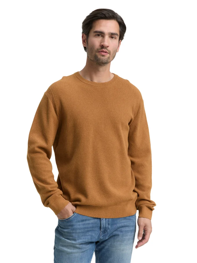 Pánský svetr TOM TAILOR hnědý - XXL
