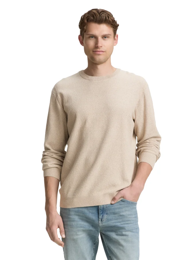 Pánský svetr TOM TAILOR béžový - XL