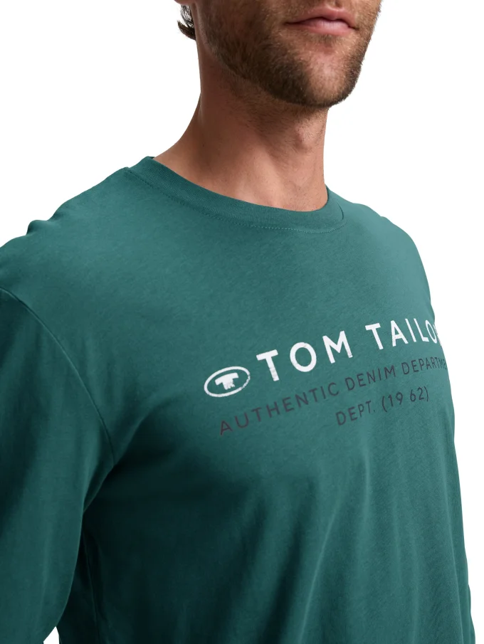 Pánské tričko TOM TAILOR dlouhý rukáv zelené - L