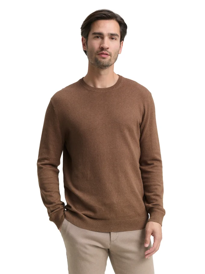 Pánský svetr TOM TAILOR hnědý - XXL