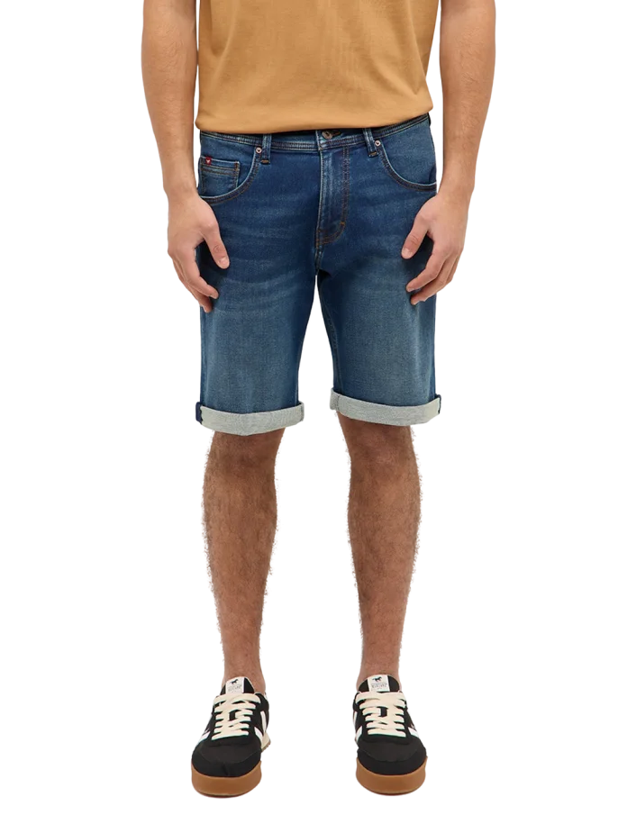 Pánské džínové kraťasy MUSTANG Chicago Shorts Z klasicky modré-seprané