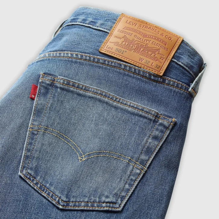 Pánské džíny LEVI'S 501 klasicky modré-seprané