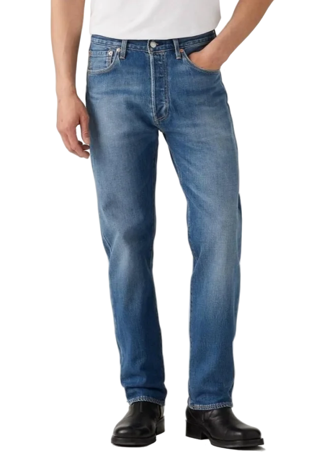 Pánské džíny LEVI'S 501 klasicky modré-seprané