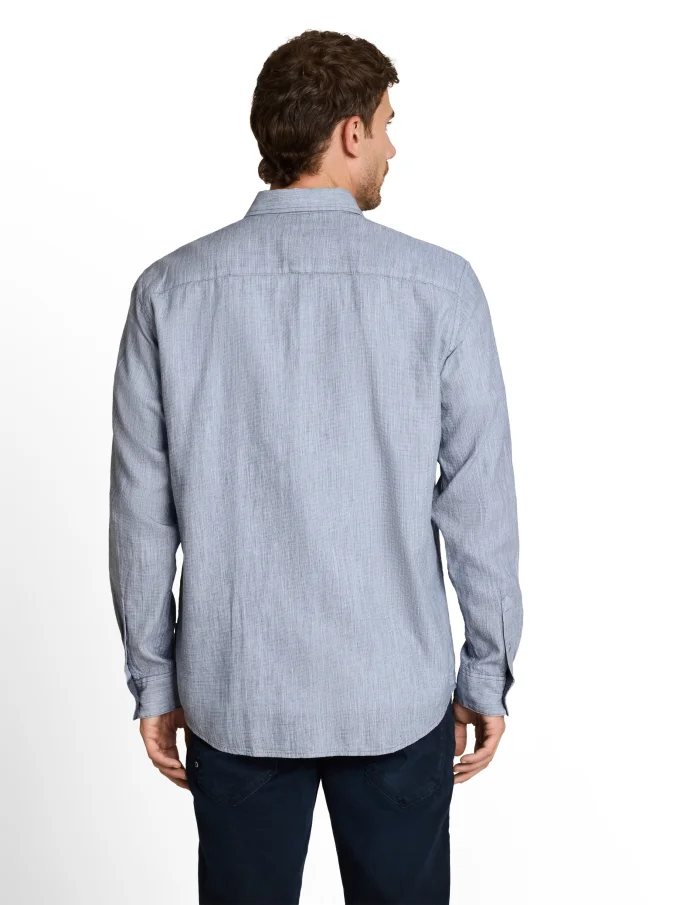 Pánská košile TOM TAILOR dlouhý rukáv modrá - 3XL