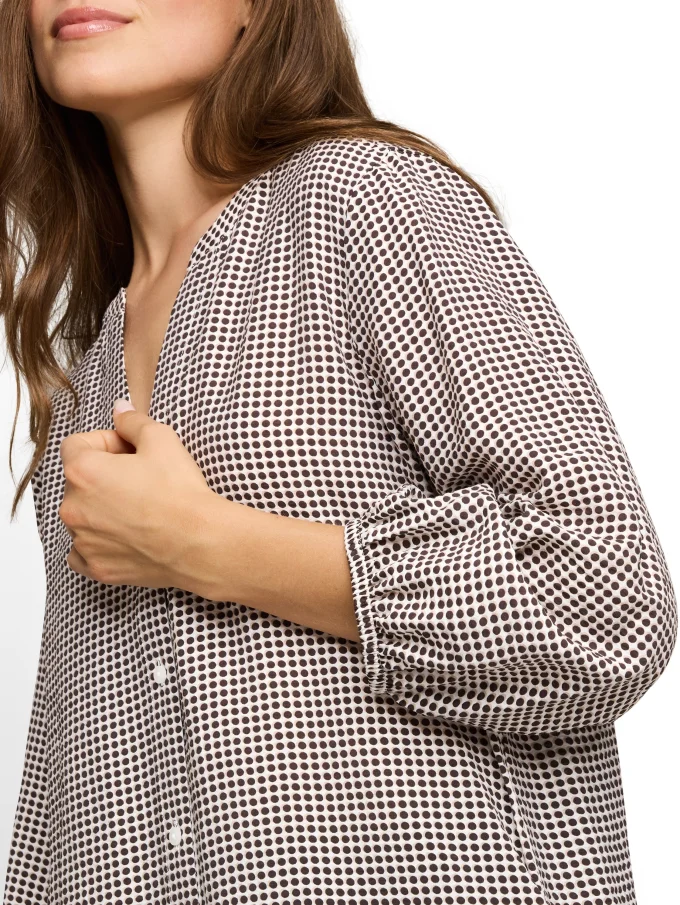 Dámská halenka TOM TAILOR s dlouhým rukávem hnědá,bílá - 38